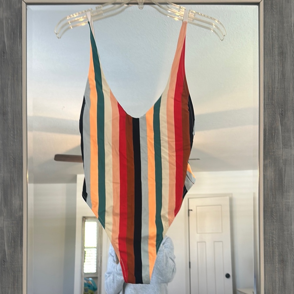 NWT Thong Striped Multicolor Swimsuit